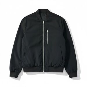 H&M Black Lightweight Zip-Up Bomber Jacket Size M Minimalist